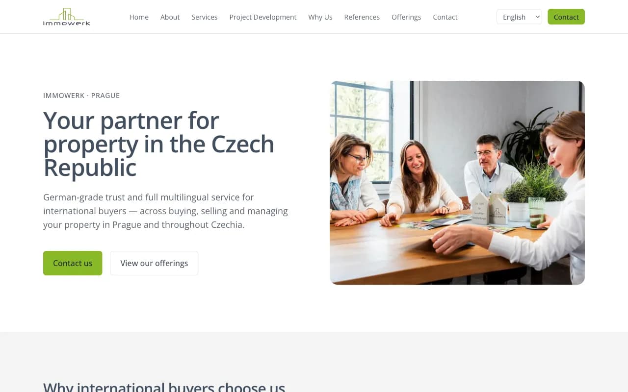 Screenshot of the immowerk.cz homepage