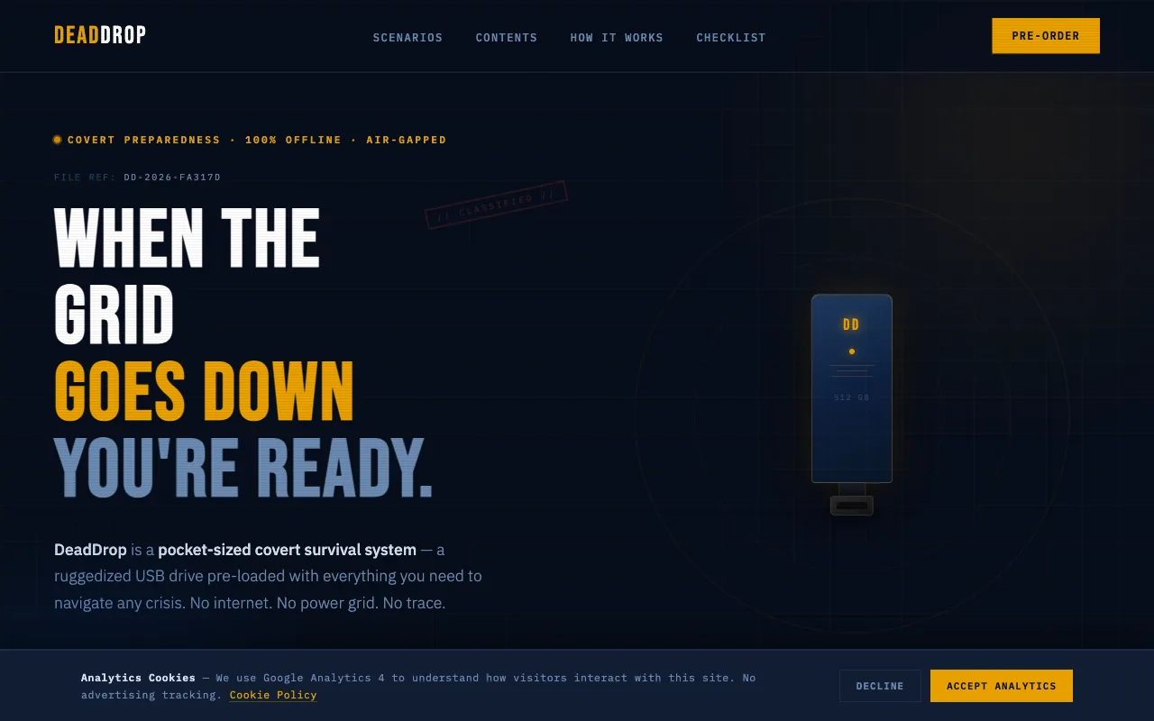 deaddrop.cz — live site preview screenshot