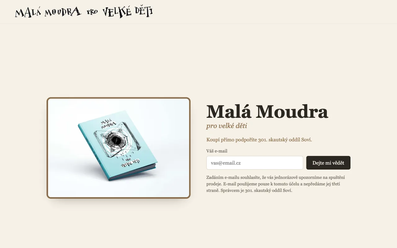 Malá Moudra — live site preview screenshot
